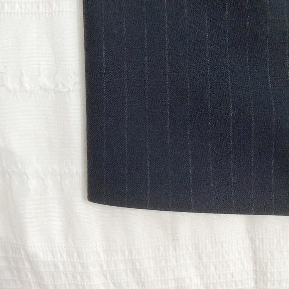 ZARA WOOL BLEND NAVY PINSTRIPE PEAK LAPEL SINGLE BUTTON BOYFRIEND BLAZER - XXL - Picture 8 of 10